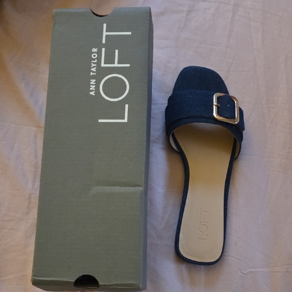 LOFT Denim Women's Slide Sandal with Gold Buckle